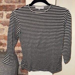 Black and Gray Striped 3/4 Top